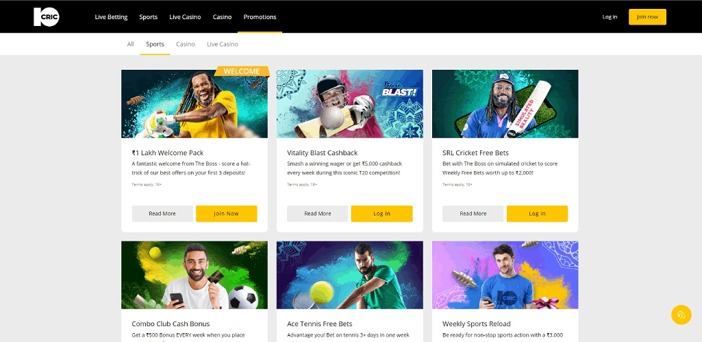 10Cric sports bonus codes and promotions