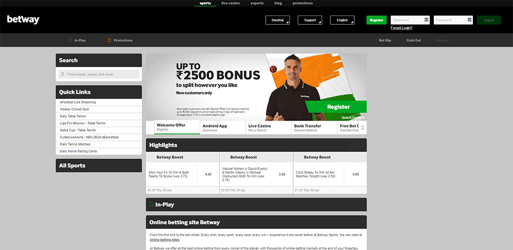 Betway sports betting review India